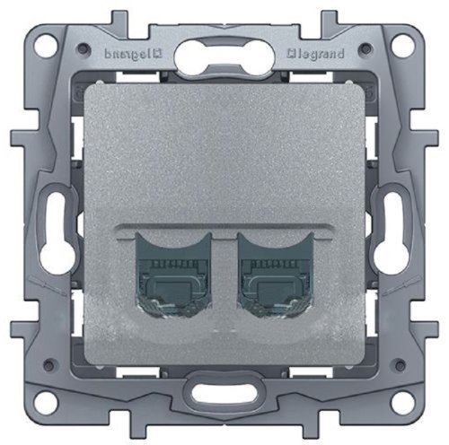 Розетка телефон+компьютер без рамки Legrand Etika 2-м. RJ11+RJ45 5е алюминий фото Розетка телефон+компьютер без рамки Legrand Etika 2-м. RJ11+RJ45 5е алюминий картинка